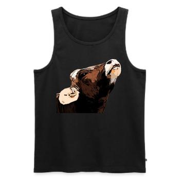Landwirt Rind Tierkopf Motiv Aufdruck mit Stier - Männer Premium Bio Tank Top - Schwarz - Vorne - AI Model Male 178 light (178cm)