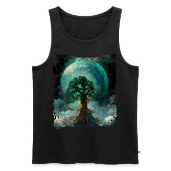 World Tree Yggdrasil Tree of Life Digitales Malere - Männer Premium Bio Tank Top - Schwarz - Vorne - Michal (187cm)