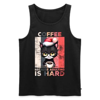 Le café parce que l’âge adulte est un café dur pour chat - Débardeur bio Premium Homme - noir - Devant - Michal (187cm)