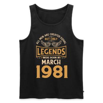 Anniversaire Les légendes sont nées en mars 1981 - Débardeur bio Premium Homme - noir - Devant - Michal (187cm)