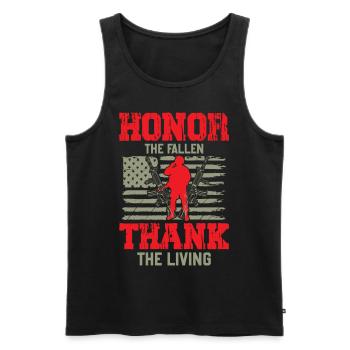 Journée des anciens combattants - Honorer les morts au champ d’honneur Remerciez les vivants - - Débardeur bio Premium Homme - noir - Devant - AI Model Male 178 light (178cm)