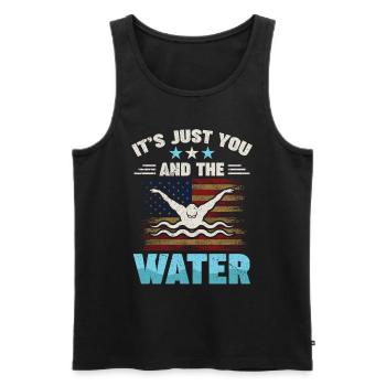 Schwimmtrainer Wassersporttrainer - Männer Premium Bio Tank Top - Schwarz - Vorne - AI Model Male 178 light (178cm)