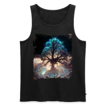 World Tree Yggdrasil Tree of Life Digitales Malere - Männer Premium Bio Tank Top - Schwarz - Vorne - Michal (187cm)