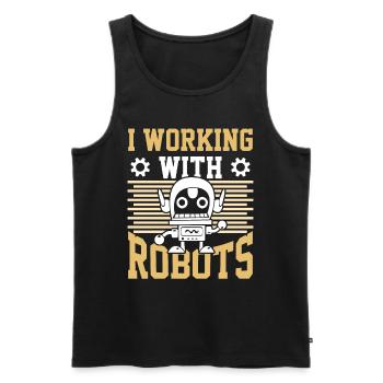 Robot Robotics Engineer - Men's Premium Organic Tank Top - black - Front - AI Model Male 178 light (178cm)