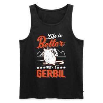 La vie est meilleure avec une gerbille de rat de course de gerbille - Débardeur bio Premium Homme - noir - Devant - Michal (187cm)