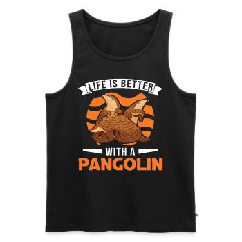 Life is better with a pangolin - Men's Premium Organic Tank Top - black - Front - Michal (187cm)