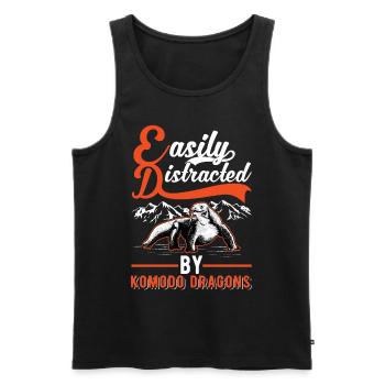 Easily distracted by Komodo Dragons Waran - Männer Premium Bio Tank Top - Schwarz - Vorne - Michal (187cm)
