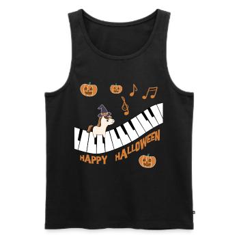 Poulain de cheval mignon souhaite joyeux Halloween - Débardeur bio Premium Homme - noir - Devant - AI Model Male 178 light (178cm)