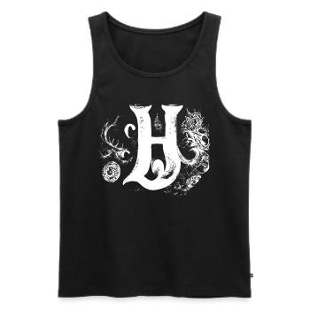 Buchstabe H Monogramm Handgezeichnete Typografie G - Männer Premium Bio Tank Top - Schwarz - Vorne - AI Model Male 178 light (178cm)