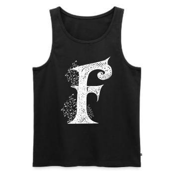 Buchstabe f Monogramm Handgezeichnete Typografie G - Männer Premium Bio Tank Top - Schwarz - Vorne - AI Model Male 178 light (178cm)