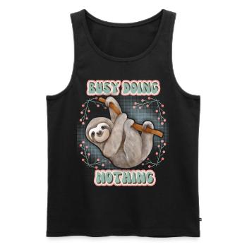 Sloth, Sloth, funny saying Doing-Nothing - Men's Premium Organic Tank Top - black - Front - Michal (187cm)