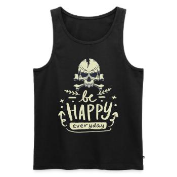 Skull, Skull with saying Be-Happy-Everyday - Men's Premium Organic Tank Top - black - Front - AI Model Male 178 light (178cm)