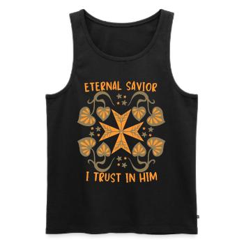 Jésus-Christ, Jésus Croix de Malte Disant - Débardeur bio Premium Homme - noir - Devant - Michal (187cm)
