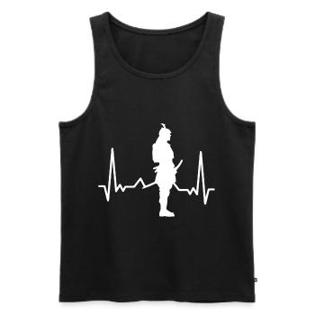 Samurai Heartbeat Japon Guerrier Ninja - Débardeur bio Premium Homme - noir - Devant - Michal (187cm)