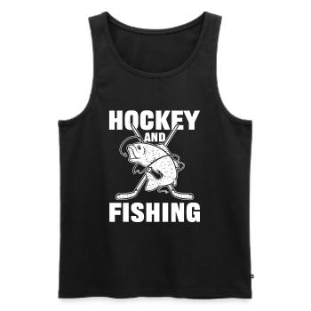 Hockey And Fishing Ice Hockey Fish Hunting - Men's Premium Organic Tank Top - black - Front - AI Model Male 178 light (178cm)