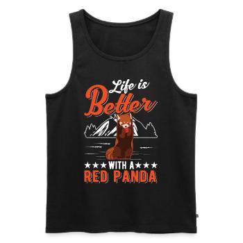 La vie est meilleure avec un panda roux - Débardeur bio Premium Homme - noir - Devant - Michal (187cm)