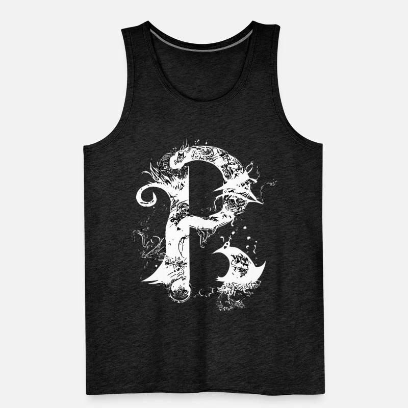 Buchstabe p Monogramm Hand gezeichnet Gothic Witch Männer Premium Bio Tank Top