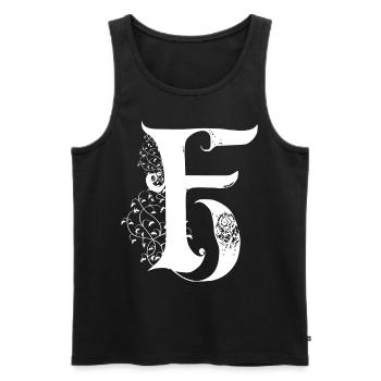 Buchstabe f Monogramm Handgezeichnete Typografie G - Männer Premium Bio Tank Top - Schwarz - Vorne - AI Model Male 178 light (178cm)