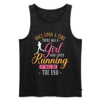 Coureuse de course à pied Half Marathon Fille - Débardeur bio Premium Homme - noir - Devant - Michal (187cm)
