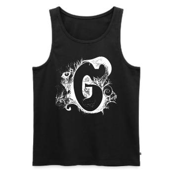 Buchstabe G Monogramm Hand gezeichnet Typografie G - Männer Premium Bio Tank Top - Schwarz - Vorne - AI Model Male 178 light (178cm)