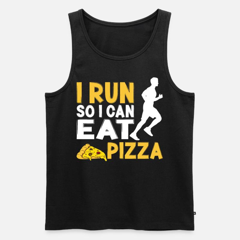 Running Runner Half Marathon Pizza - Männer Premium Bio Tank Top - Schwarz