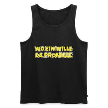 Lustiger Trinkspruch Wo ein Wille da Promille Bier - Männer Premium Bio Tank Top - Schwarz - Vorne - AI Model Male 178 light (178cm)