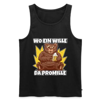 Lustiger Trinkspruch Wo ein Wille da Promille Bier - Männer Premium Bio Tank Top - Schwarz - Vorne - AI Model Male 178 light (178cm)