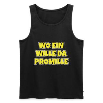 Lustiger Trinkspruch Wo ein Wille da Promille Bier - Männer Premium Bio Tank Top - Schwarz - Vorne - AI Model Male 178 light (178cm)