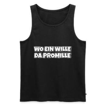 Lustiger Trinkspruch Wo ein Wille da Promille Bier - Männer Premium Bio Tank Top - Schwarz - Vorne - AI Model Male 178 light (178cm)
