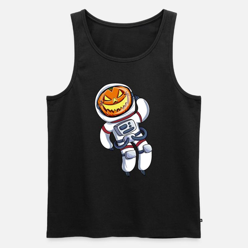 Astronaut Kürbiskopf - Männer Premium Bio Tank Top - Schwarz