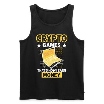 Jeux cryptographiques Investisseur en crypto-monnaie - Débardeur bio Premium Homme - noir - Devant - Michal (187cm)