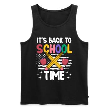 Enseignant patriote le premier jour d’école - Débardeur bio Premium Homme - noir - Devant - Michal (187cm)
