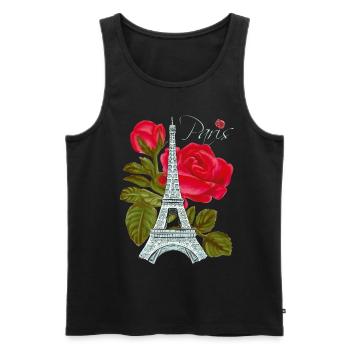 Liebes-Paris-Eiffelturm mit Rosen-Franzosen-Liebes - Männer Premium Bio Tank Top - Schwarz - Vorne - AI Model Male 178 light (178cm)