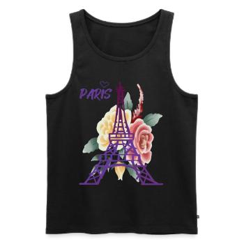 Tour Eiffel-Roses-Paris-Coeur-France-Souvenir-fr - Débardeur bio Premium Homme - noir - Devant - Michal (187cm)