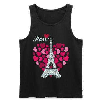 Französische Liebe Liebes-Paris-Herz-Eiffelturm-An - Männer Premium Bio Tank Top - Schwarz - Vorne - AI Model Male 178 light (178cm)