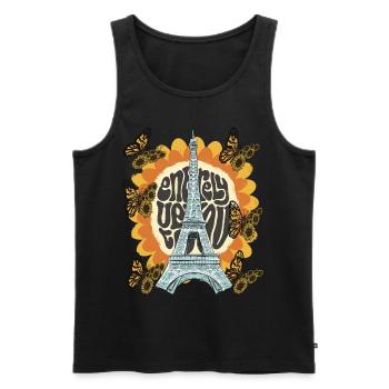 Eiffelturm-Sonnenblume-Paris-Schmetterling-Franzos - Männer Premium Bio Tank Top - Schwarz - Vorne - AI Model Male 178 light (178cm)