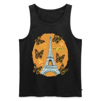 Amour Paris Coeurs Tour Eiffel Papillon Frankr - Débardeur bio Premium Homme - noir - Devant - Michal (187cm)