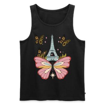 Butterfly Paris Night Sky Eiffel Tower Love F - Men's Premium Organic Tank Top - black - Front - AI Model Male 178 light (178cm)