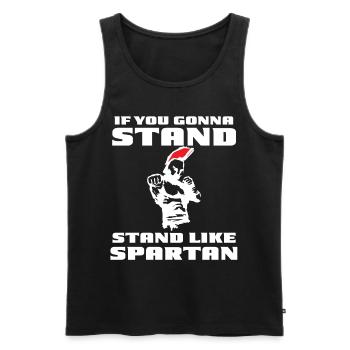 Sparta Boxständer Strong Gladiator Fitness Motivat - Männer Premium Bio Tank Top - Schwarz - Vorne - Michal (187cm)