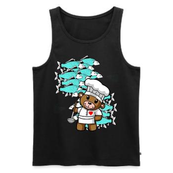 Fish Gourmet Kitchen Home Cook Teddy Chef - Men's Premium Organic Tank Top - black - Front - AI Model Male 178 light (178cm)