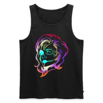 Colorful Stylized Female Calaveras Makeup Day Of - Männer Premium Bio Tank Top - Schwarz - Vorne - AI Model Male 178 light (178cm)
