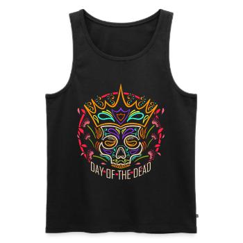 Dead King Sugar Skull Dahlia Flower Painting Day - Débardeur bio Premium Homme - noir - Devant - Michal (187cm)