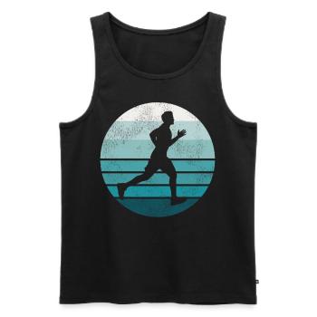 Coureur de course Semi-Marathon Rétro - Débardeur bio Premium Homme - noir - Devant - Michal (187cm)