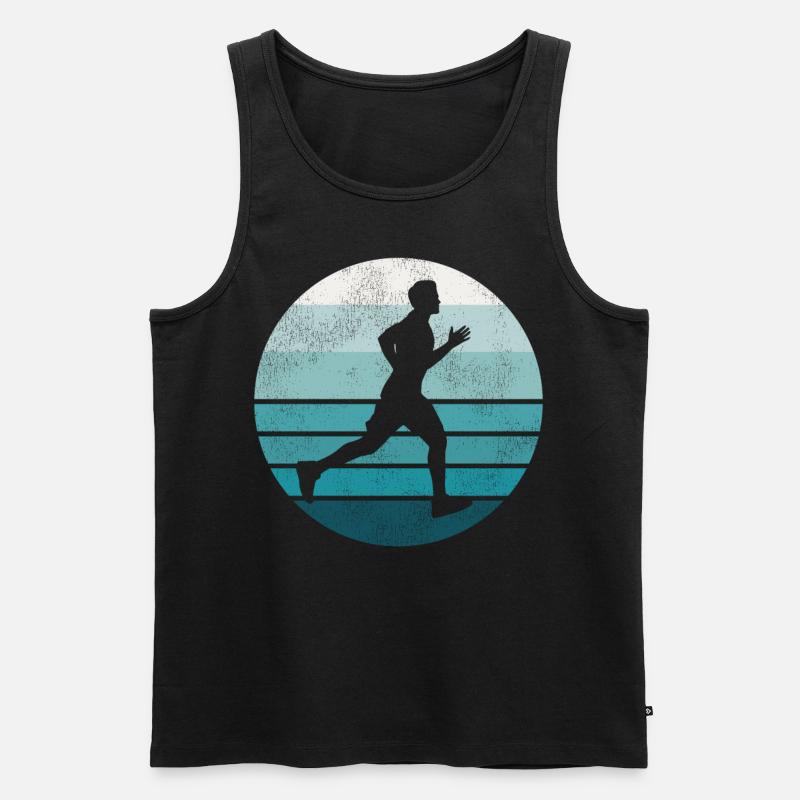 Running Runner Half Marathon Retro - Männer Premium Bio Tank Top - Schwarz