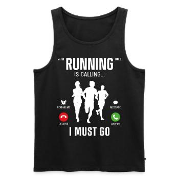 Running Runner Half Marathon Phone - Men's Premium Organic Tank Top - black - Front - AI Model Male 178 light (178cm)