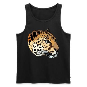 Leopard Tierkopf Raubtier Tiermotiv mit Wildtieren - Männer Premium Bio Tank Top - Schwarz - Vorne - AI Model Male 178 light (178cm)