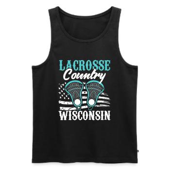 Game with crossed sticks LAX sports team - Men's Premium Organic Tank Top - black - Front - Michal (187cm)