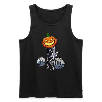 Deadlift Skeleton Pumpkin - Men's Premium Organic Tank Top - black - Front - Michal (187cm)