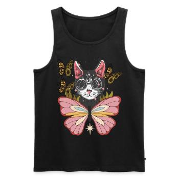 Chat avec lunettes de soleil Butterfly Sunflower L - Débardeur bio Premium Homme - noir - Devant - Michal (187cm)