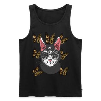 Cool Cat Tournesol Papillon Cat Lie - Débardeur bio Premium Homme - noir - Devant - Michal (187cm)